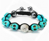 Pulseira Shamballa Caveira com Strass.