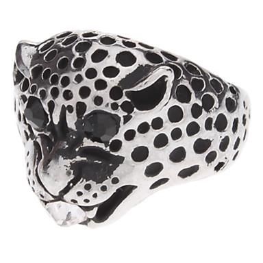 Anel Forma Leopard prata antigo anel cravejado de diamantes.